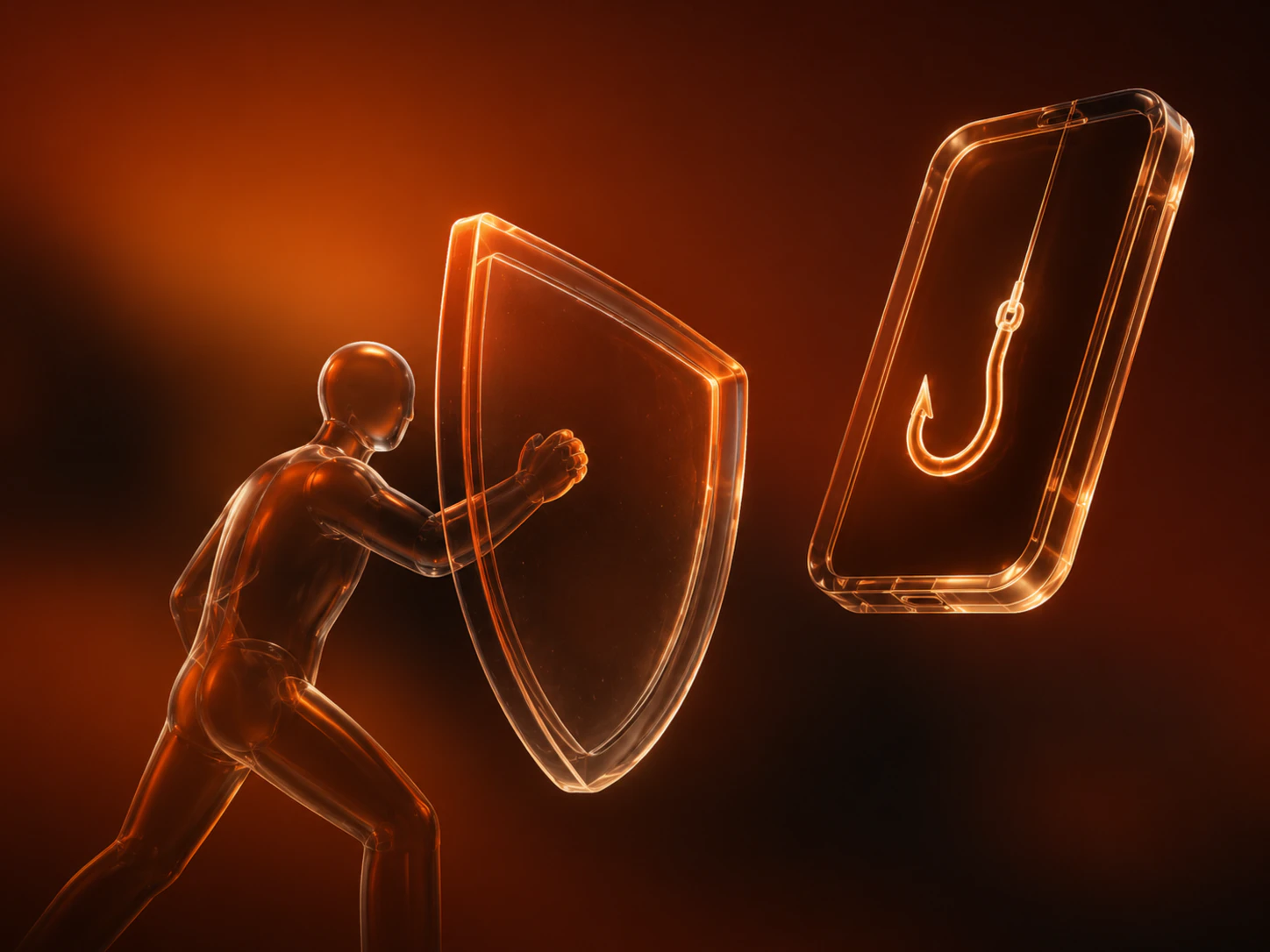 Person shielding against a phishing message