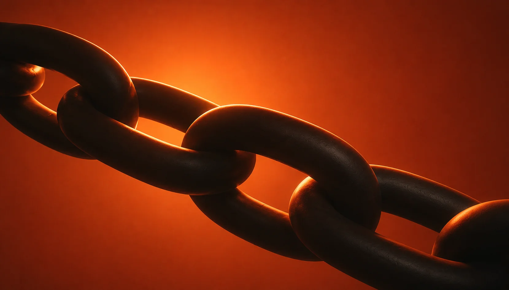 Glowing orange chain links