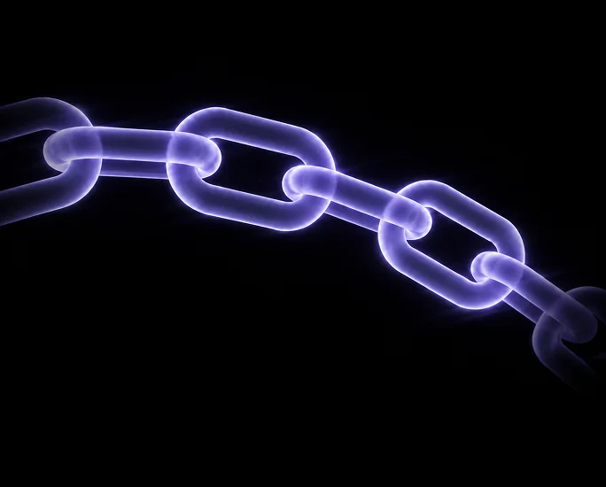 A luminous violet chain